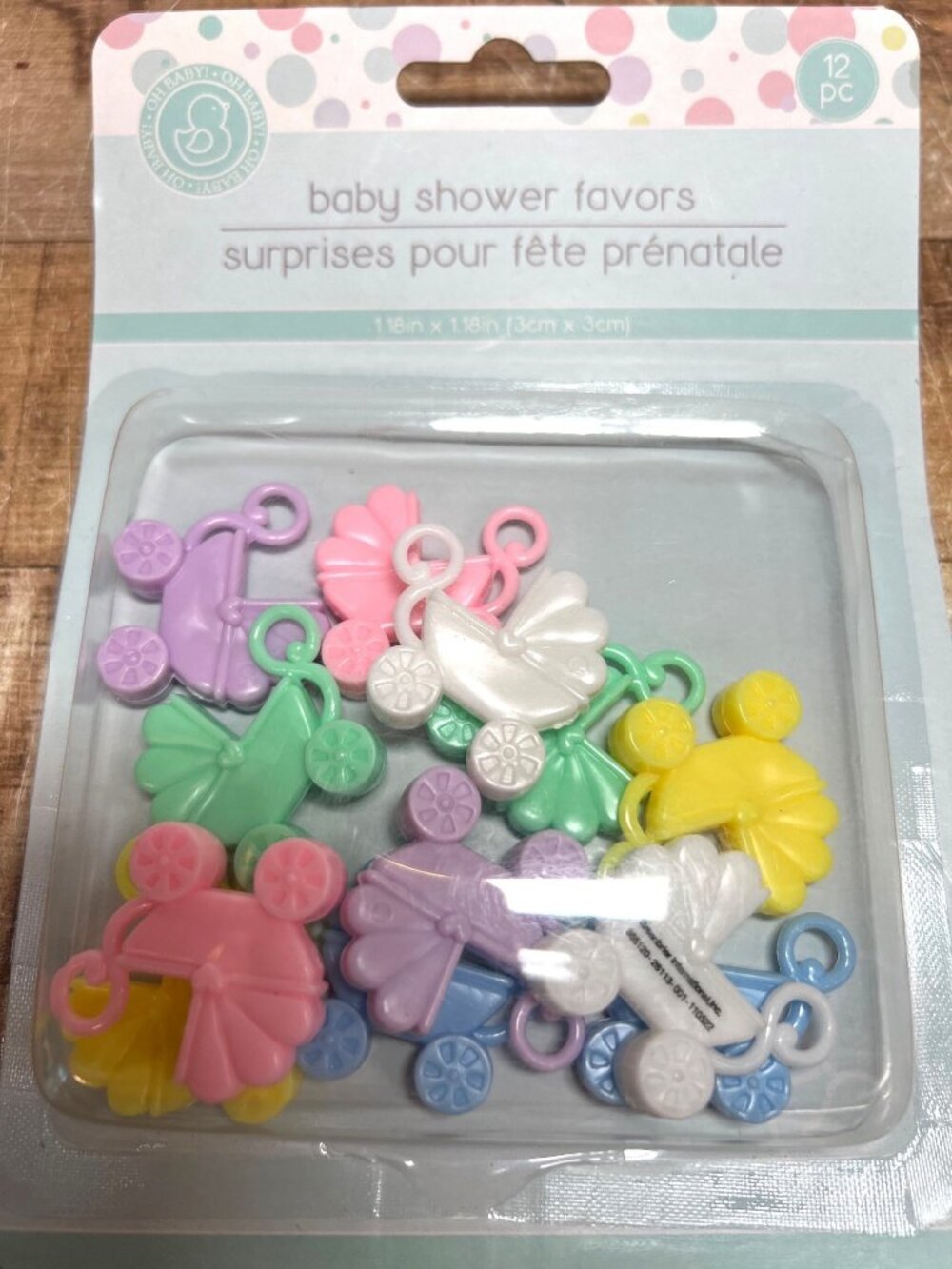 Baby Shower Favors 12 Pc Colorful Mini Baby Carriage Charms 1.18"x1.18"